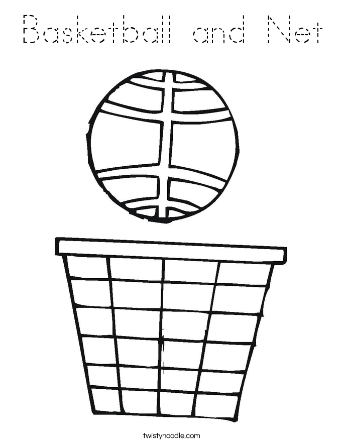 Basketball and Net Coloring Page