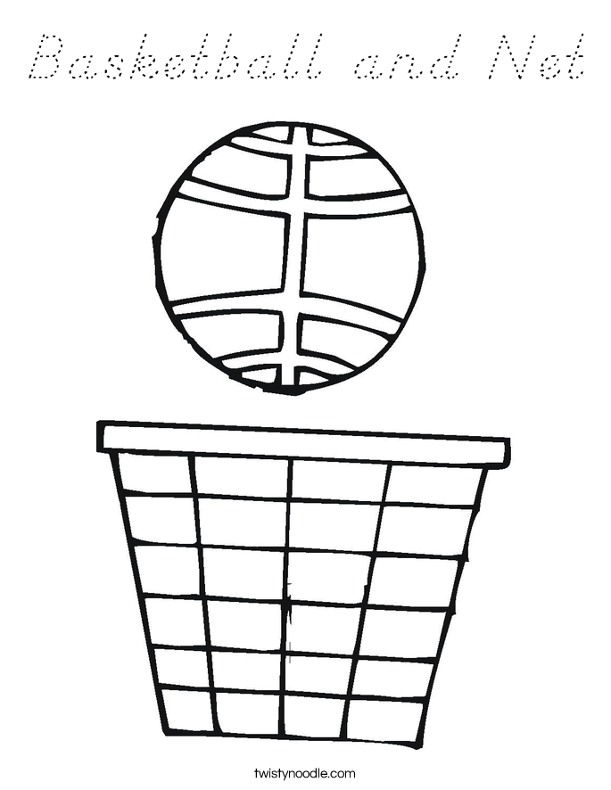 Basketball and Net Coloring Page