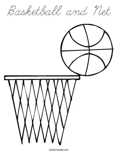 Basketball and Net Coloring Page