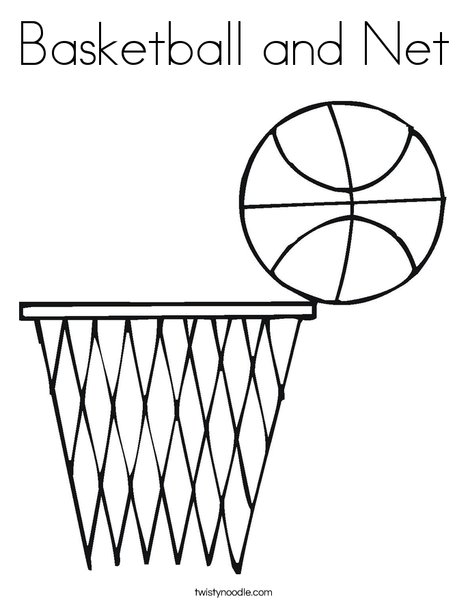 Basketball and Net Coloring Page