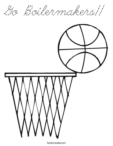 Basketball and Net Coloring Page