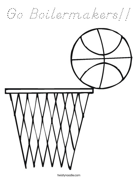 Basketball and Net Coloring Page