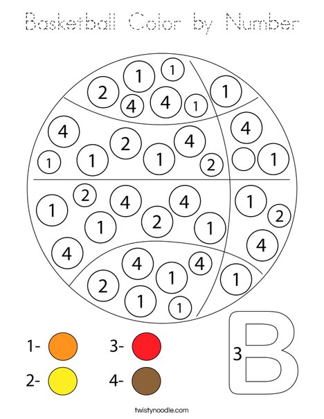 Basketball Color by Number Coloring Page