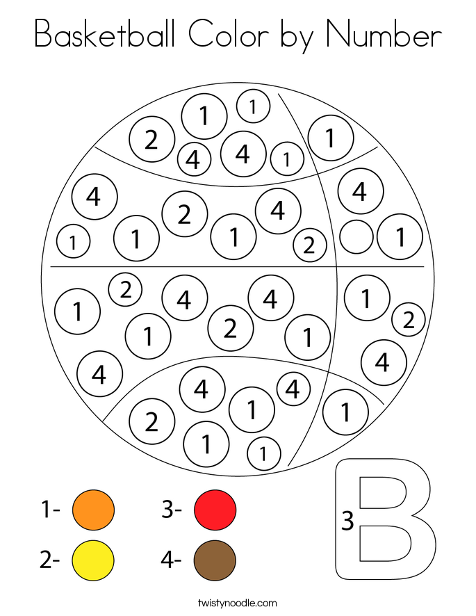 Basketball Color by Number Coloring Page