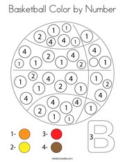 Basketball Color by Number Coloring Page