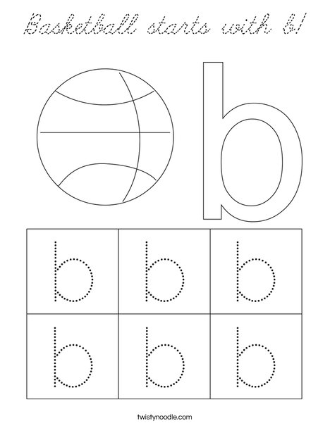 Basketball starts with b! Coloring Page