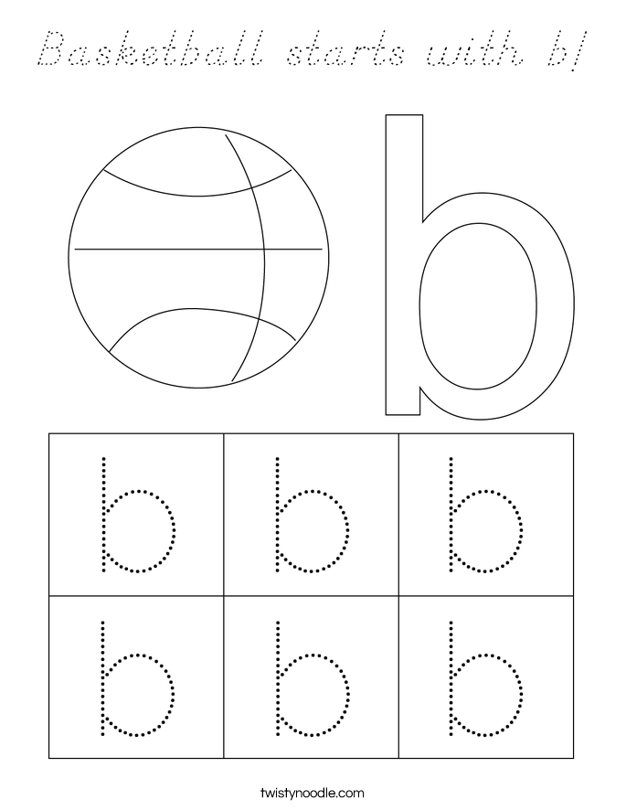Basketball starts with b! Coloring Page