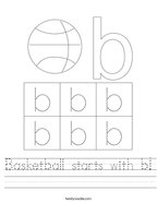 Basketball starts with b Handwriting Sheet