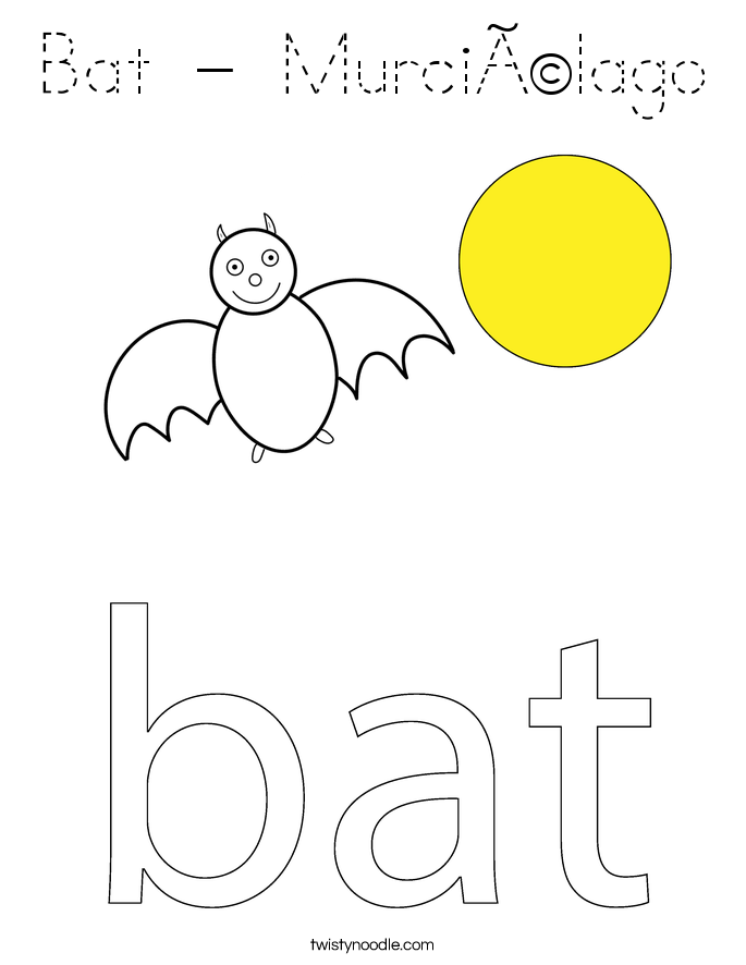 Bat - Murciélago Coloring Page