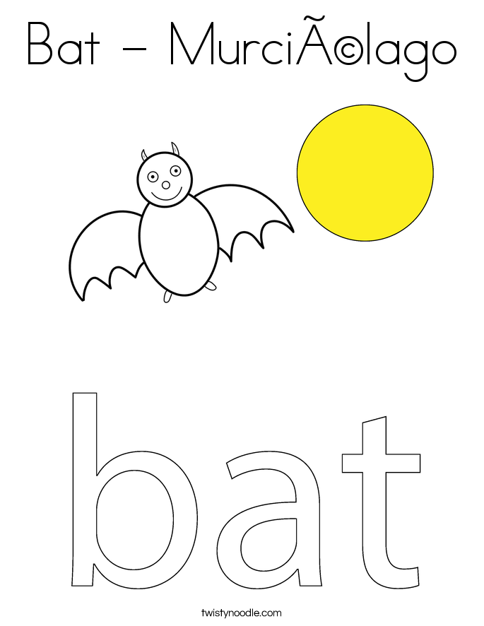 Bat - Murciélago Coloring Page