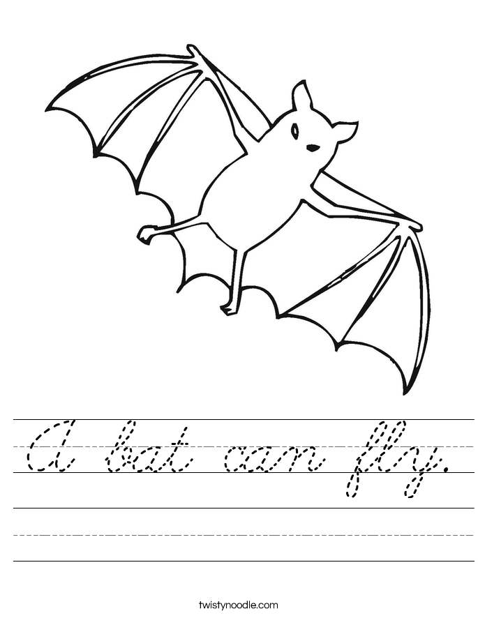 A bat can fly. Worksheet