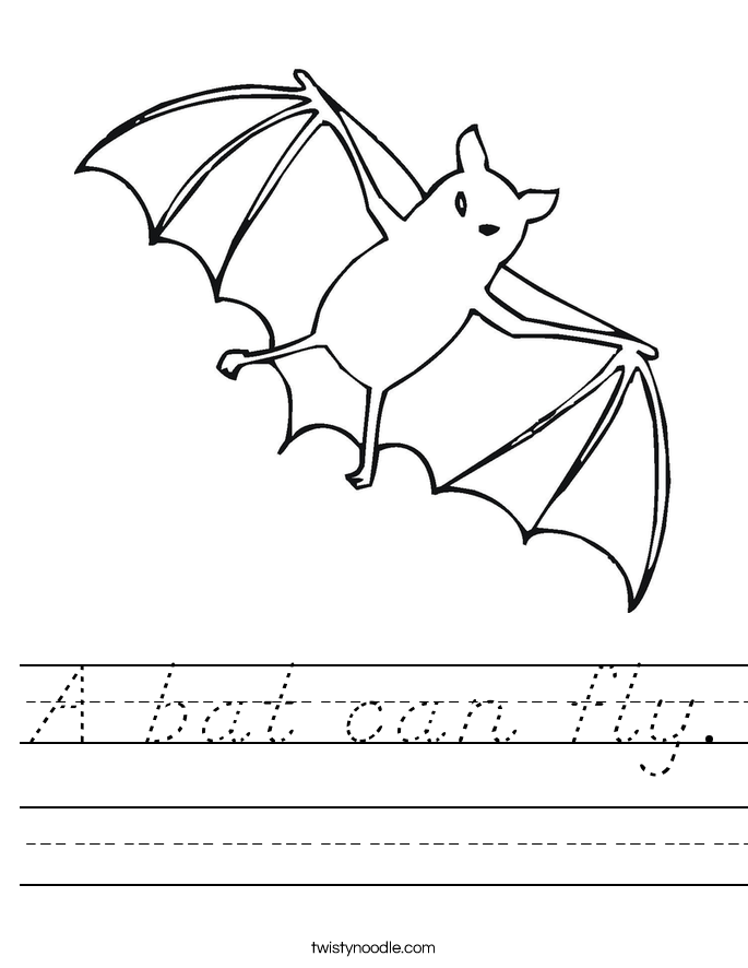 A bat can fly. Worksheet