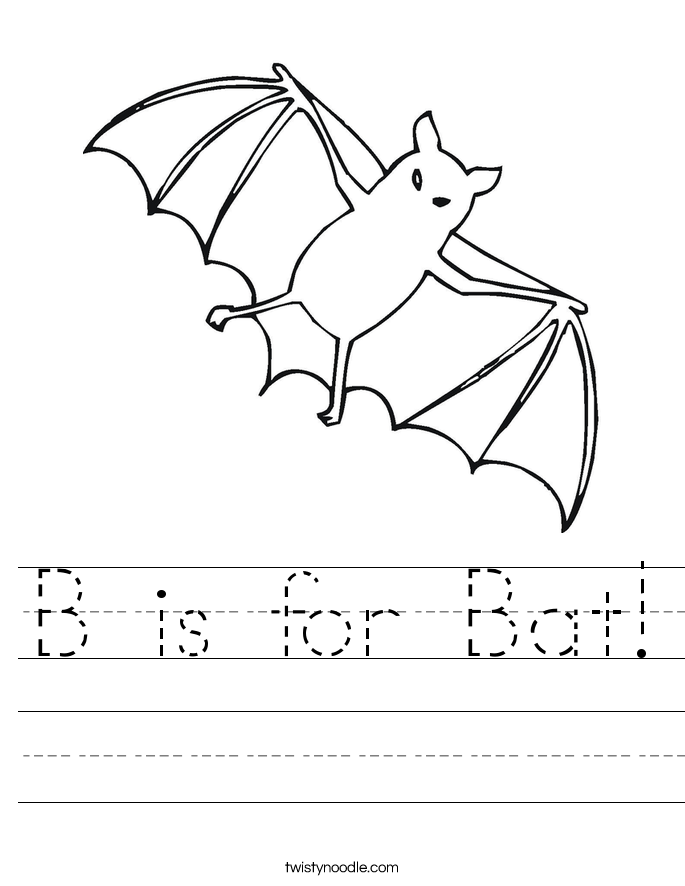 B is for Bat Worksheet Twisty Noodle