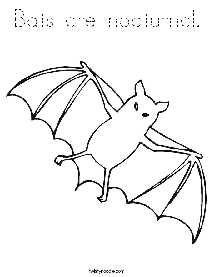 Bats are nocturnal. Coloring Page