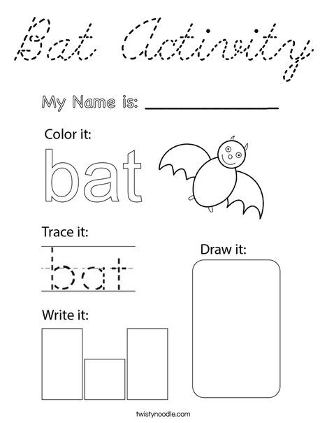 Bat Activity Coloring Page
