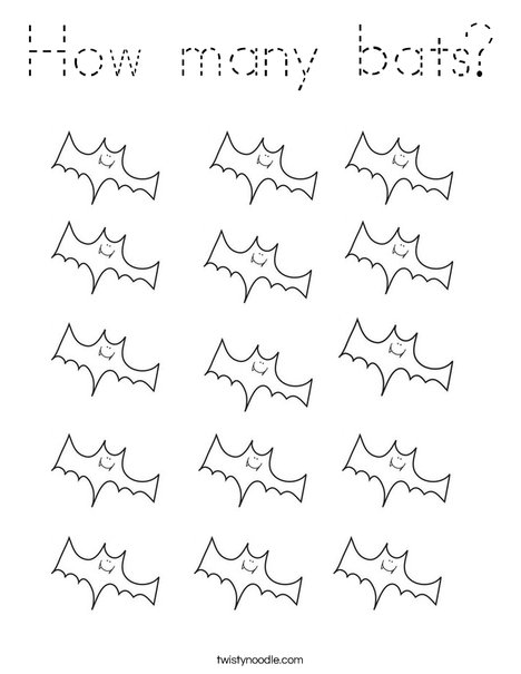 Bat Counting Coloring Page