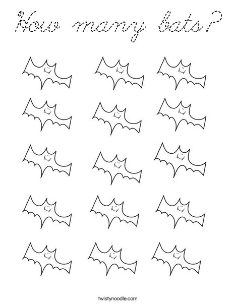 Bat Counting Coloring Page