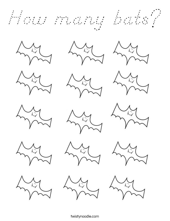 How many bats? Coloring Page