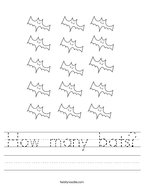 How many bats Handwriting Sheet