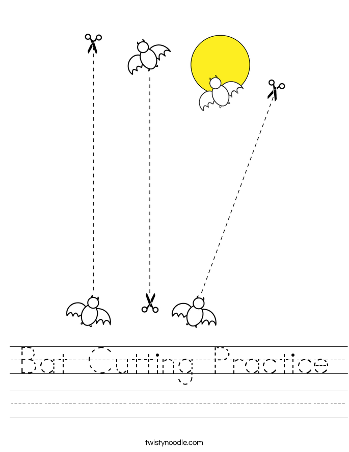 Bat Cutting Practice Worksheet