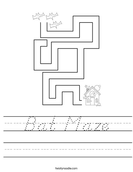 Bat Maze Worksheet