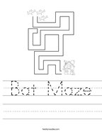 Bat Maze Handwriting Sheet