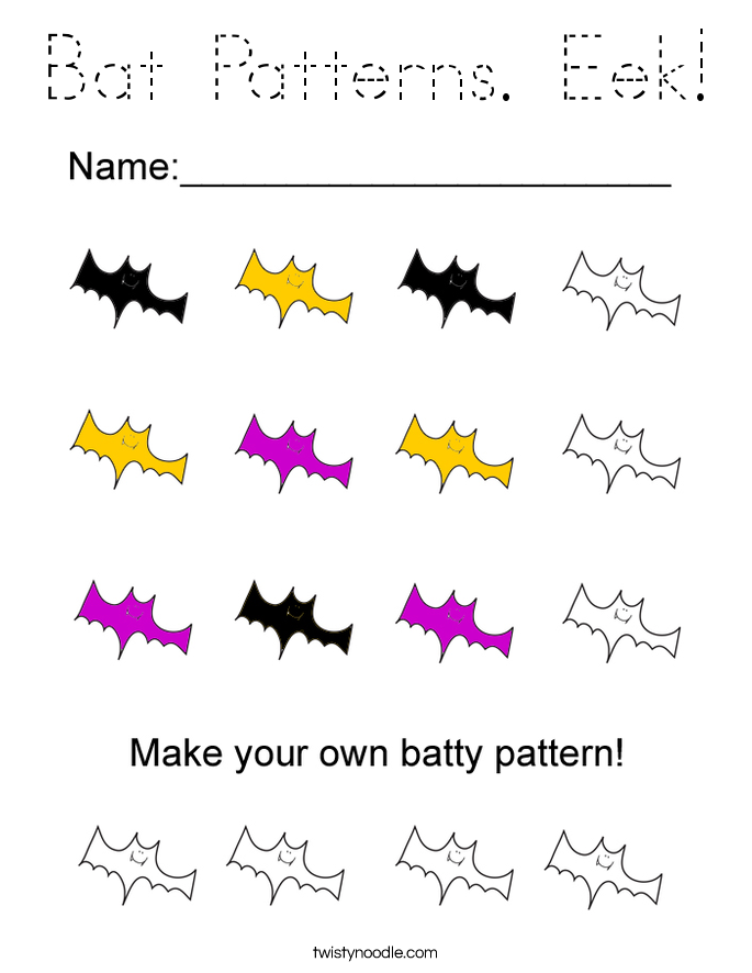 Bat Patterns. Eek! Coloring Page