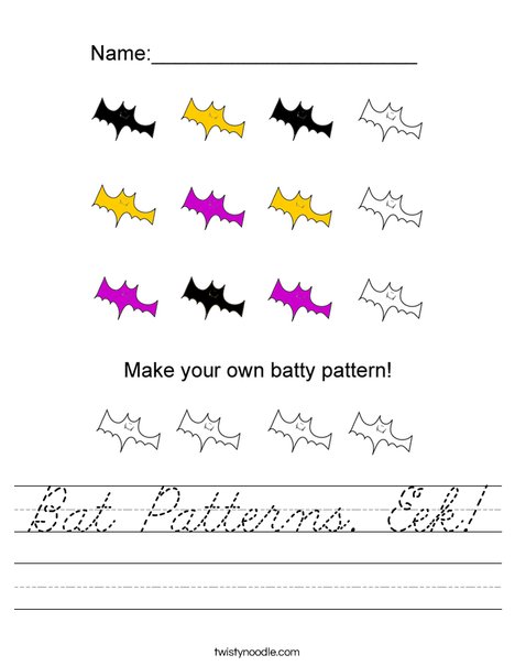 Bat Pattern Worksheet