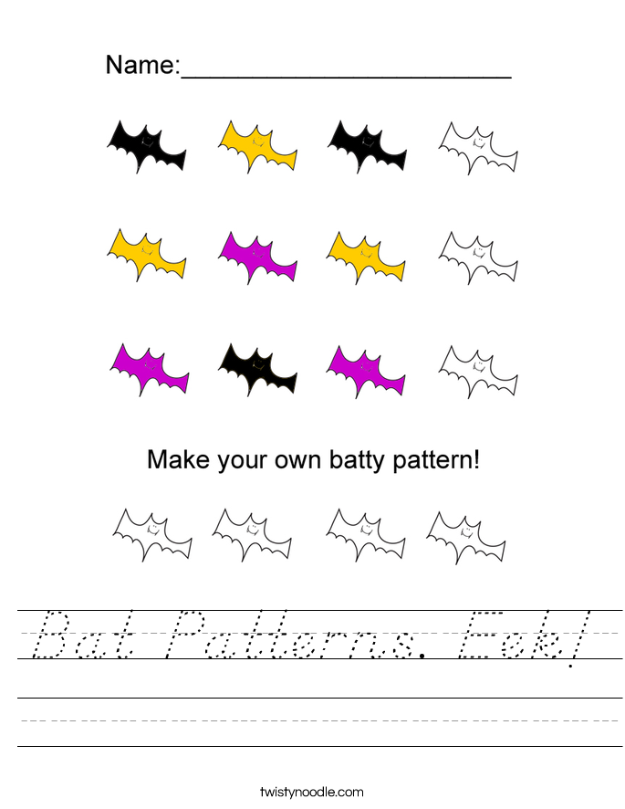 Bat Patterns. Eek! Worksheet