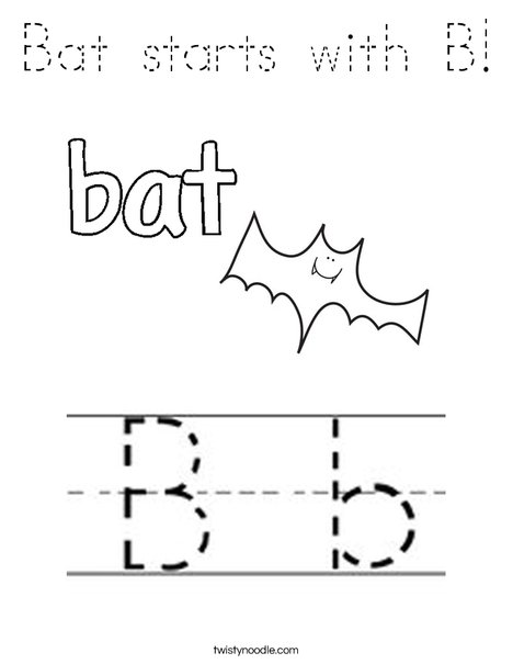 Bat starts with B! Coloring Page
