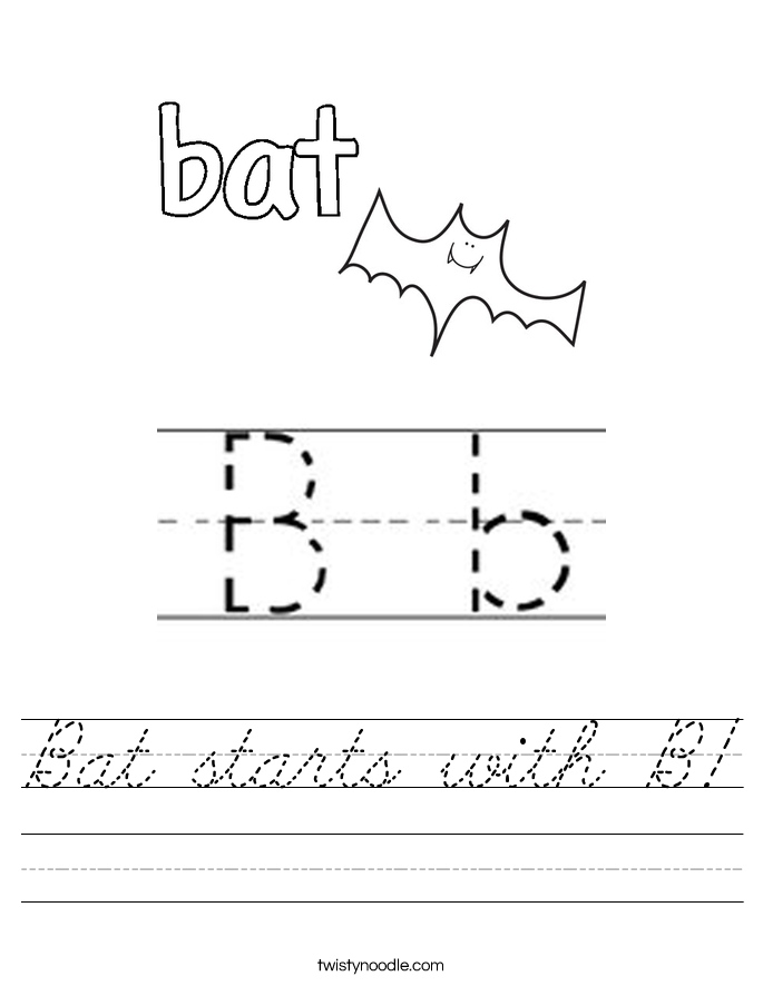 Bat starts with B! Worksheet