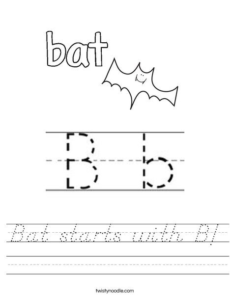 Bat starts with B! Worksheet