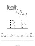 Bat starts with B Handwriting Sheet