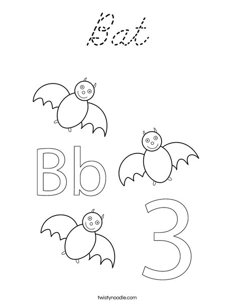 Three Bats Coloring Page
