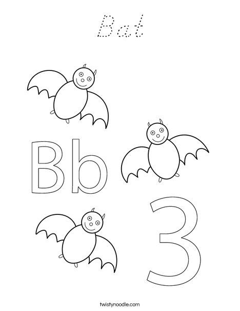 Three Bats Coloring Page