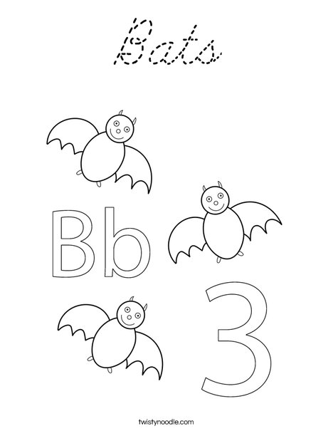 Three Bats Coloring Page