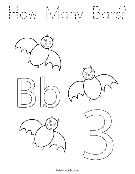 Three Bats Coloring Page