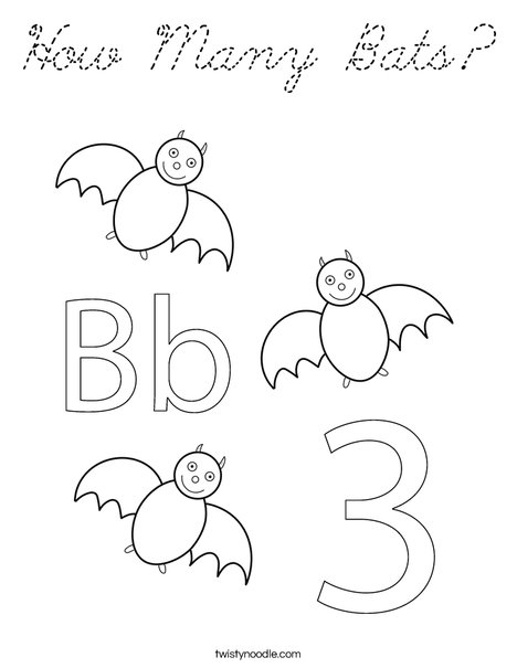 Three Bats Coloring Page