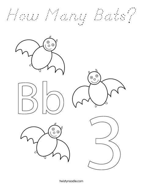 Three Bats Coloring Page