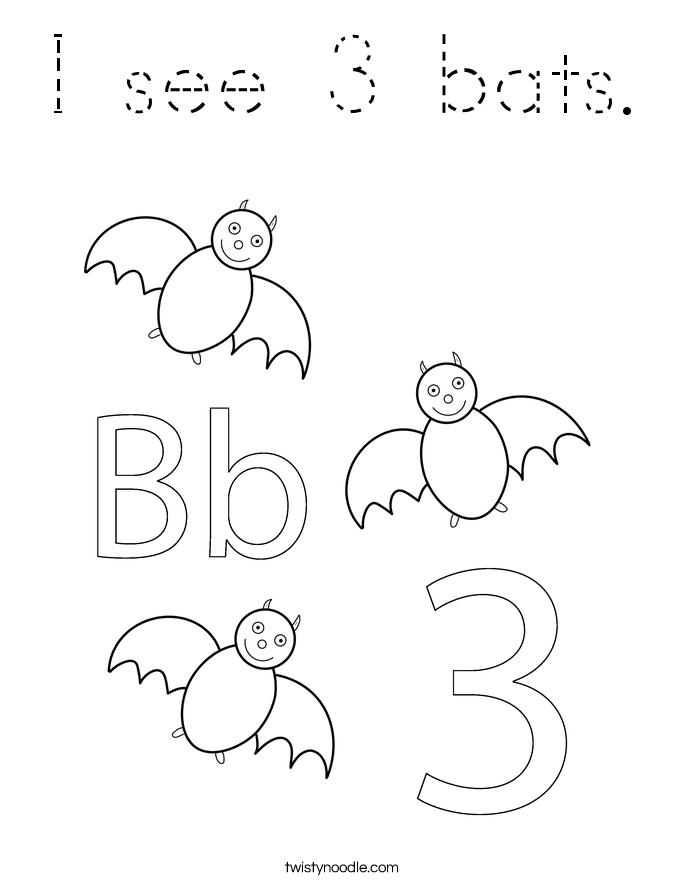 I see 3 bats. Coloring Page