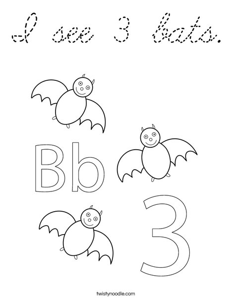 Three Bats Coloring Page