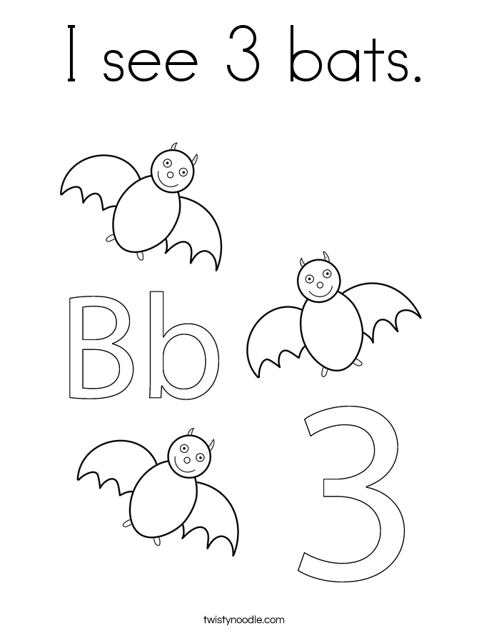 I see 3 bats. Coloring Page