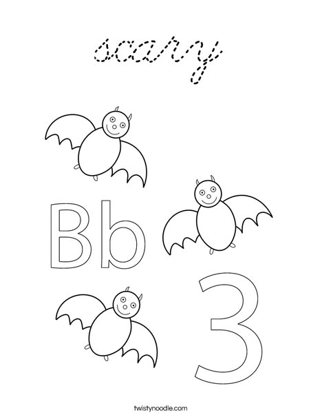 Three Bats Coloring Page