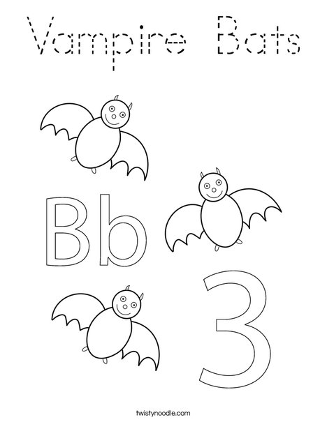 Three Bats Coloring Page