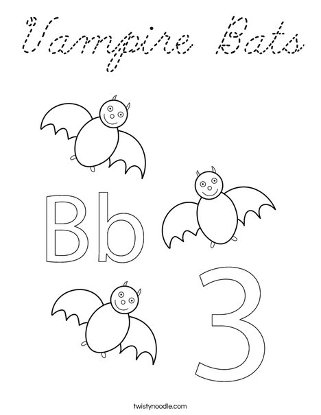 Three Bats Coloring Page