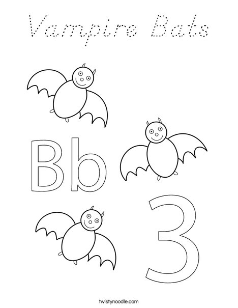 Three Bats Coloring Page