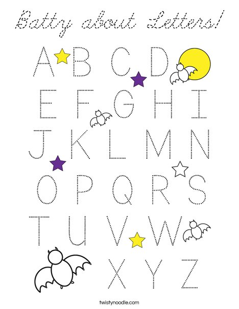 Batty about Letters! Coloring Page