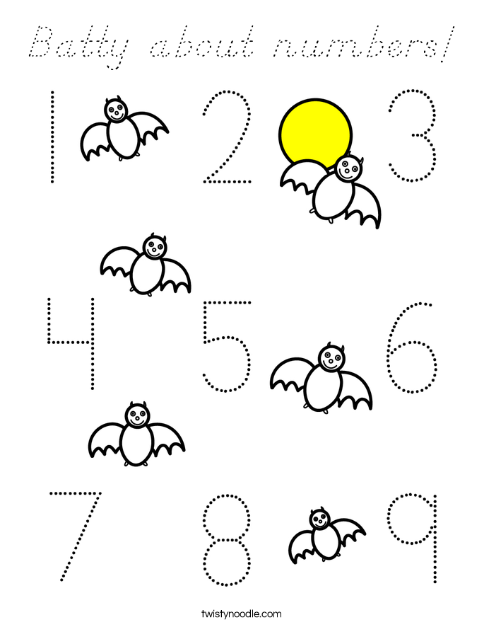 Batty about numbers! Coloring Page