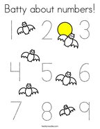 Batty about numbers Coloring Page