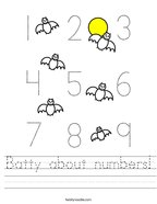 Batty about numbers Handwriting Sheet